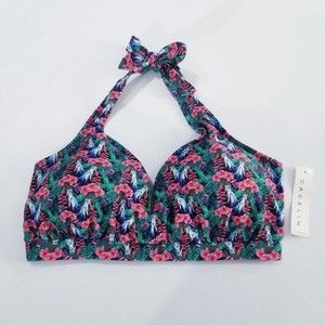 Cacelin Swimwear Top Bikini Women Size 2X NEW Red Green Tie Back Halter